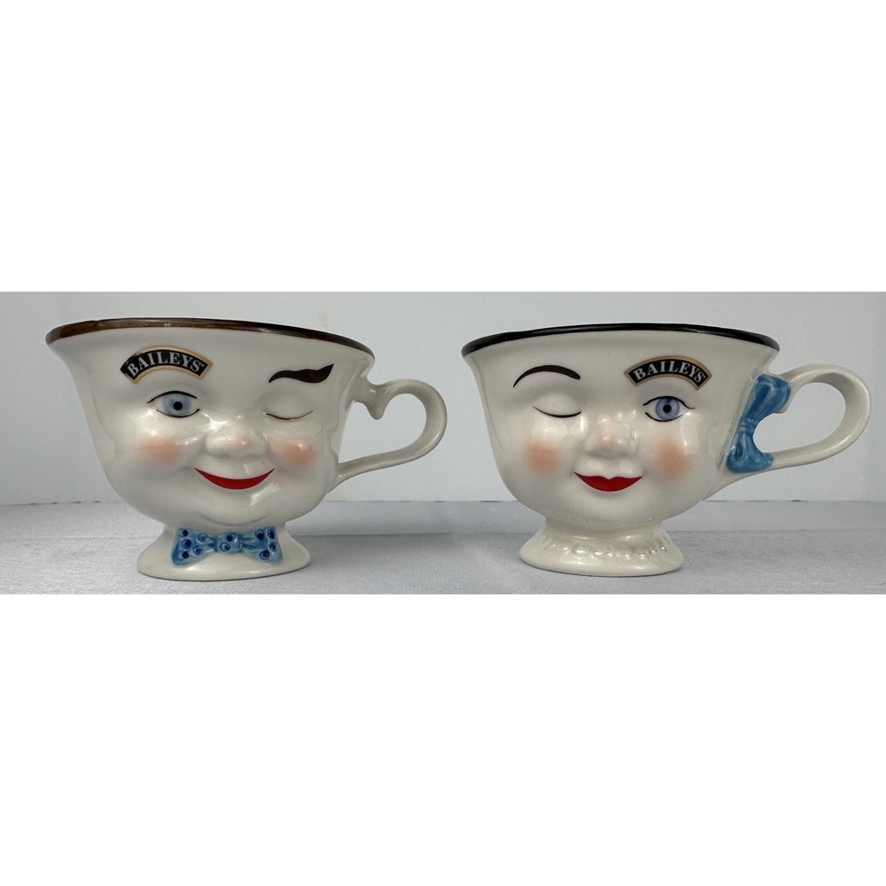 BAILEYS Vintage Mr. & Mrs. "Yum" Winking Face Cups (set of 2)